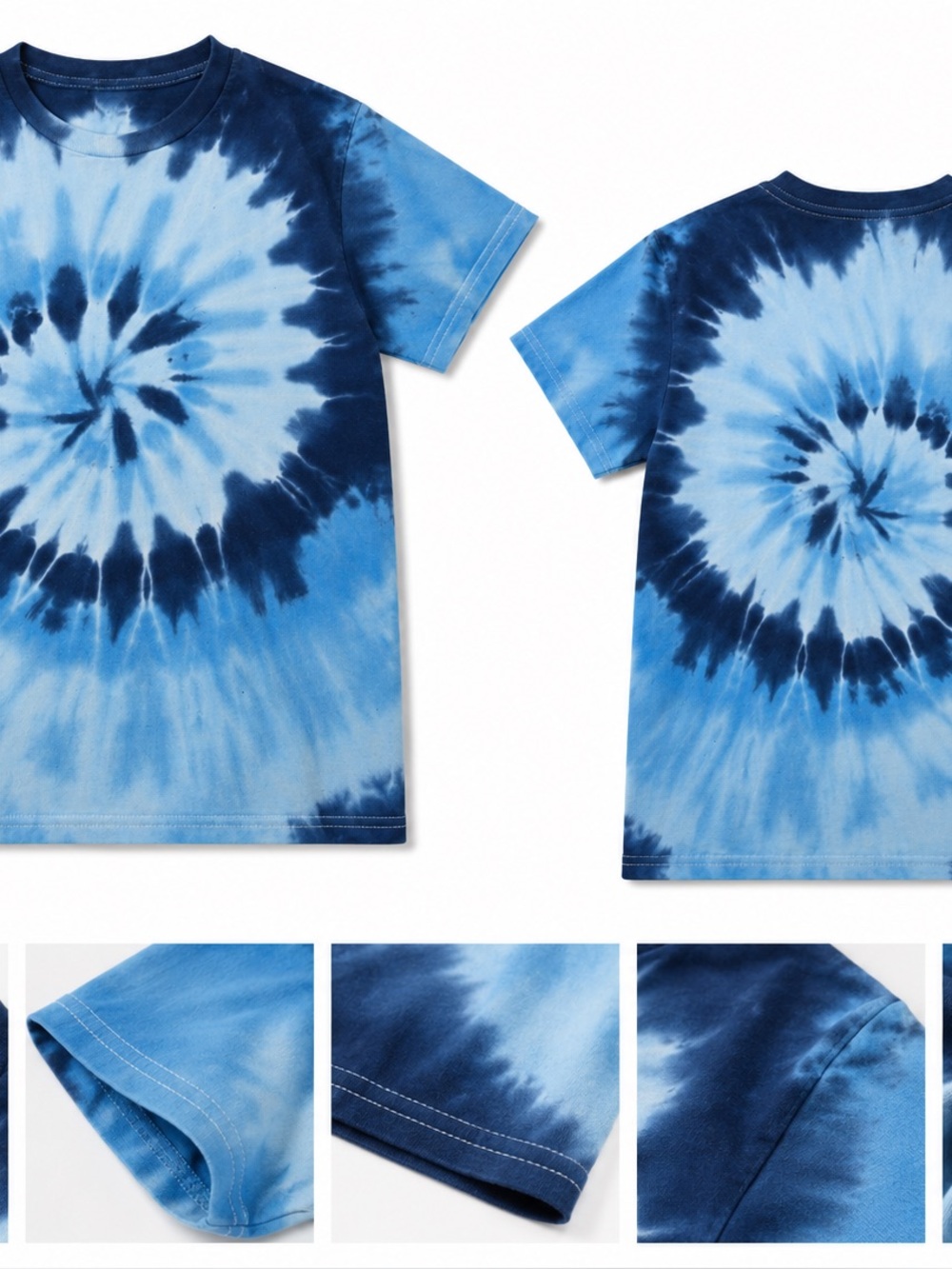 Magellan Outdoors Navy and Light Blue Spiral Tie-Dye Tee